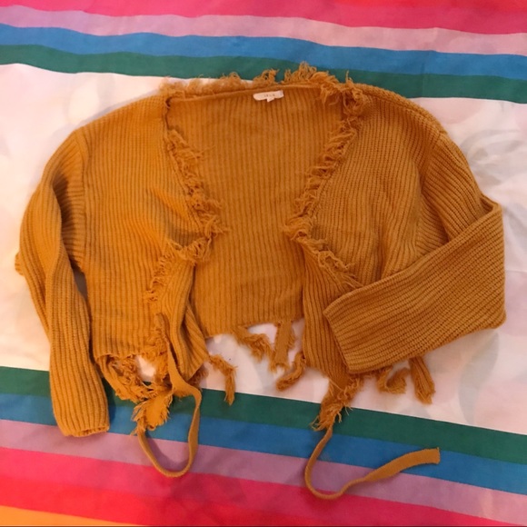Marshall’s Yellow Fringe Tie Sweater - Picture 3 of 5